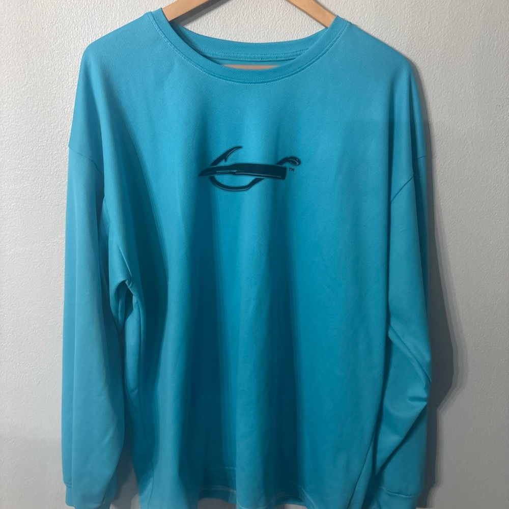 Hook & Hunt Men's Teal Blue Long Sleeve Pullover Fishing Shirt Size XL